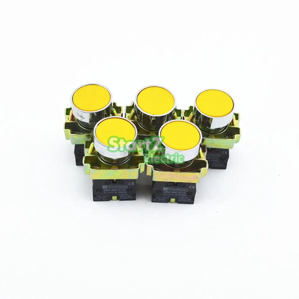 

5Pcs 22mm Yellow Momentary Push Button Switch XB2-BA51 1NO