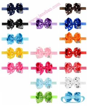 

free shipping 24pcs 4.5'' Children Bowknot ribbon Elastic Headband Kids Headband Cute Ribbon Polka Dot Girl Hair Bow Accessories