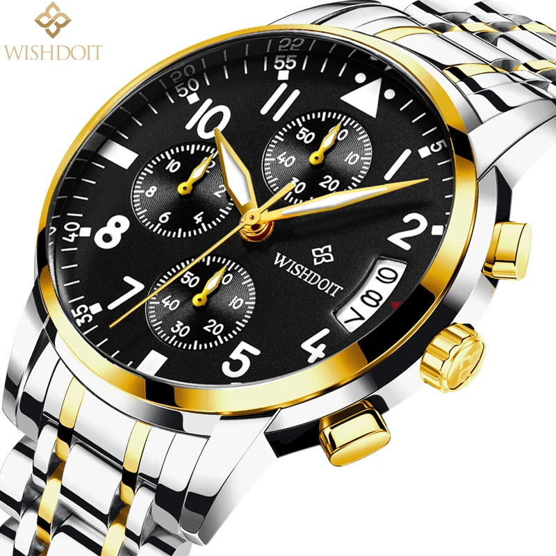

WISHDOIT Men's Watches Top Brand Luxury Business Quartz Steel Strip Sport Waterproof Mens Watch Men Clock Relogio Masculino 2017