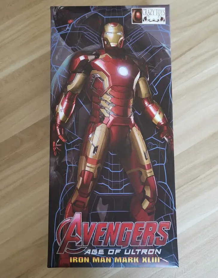 XLIII with box Сумасшедшие игрушки Marvel Мстители со знаком Железного человека XLV MK45 1:6 XLIII лимит битва краска для ПВХ Коллекционная Фигурка Железного человека модель игрушки - Цвет: XLIII with box