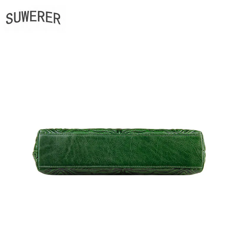 Mode Sacs Gaufrage Femme En Pour Nouvelle De Sac Vert Concepteur 2018 Suwerer Femmes Luxe Main Véritable Les Cuir À qSPnnA8w