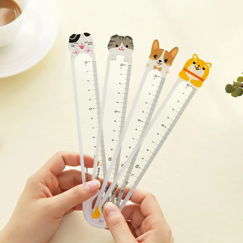 1pct мультфильм милые животные пластиковое украшение линейка DIY прозрачная для