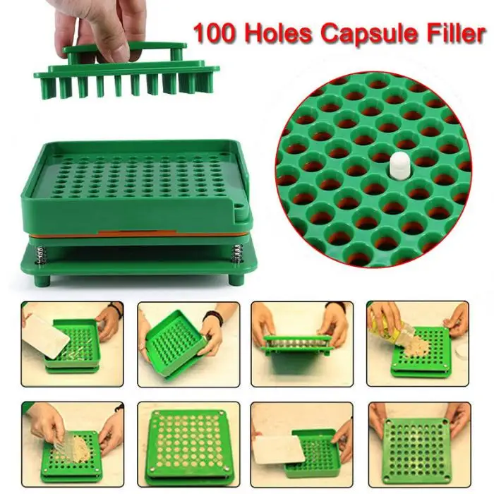 droppshiping 100 Holes Capsule Filler Board Food Grade ABS Filling Tools Fit for 0 Capsule MFJ99