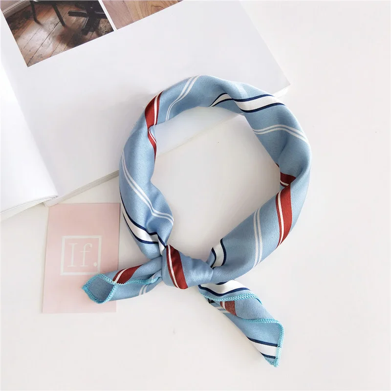 50X50CM Square Artifical Silk Satin Scarf Hair Tie Band Women Head Neck Femme Bandana Accessories Tie Band Neckerchief Wrap A93