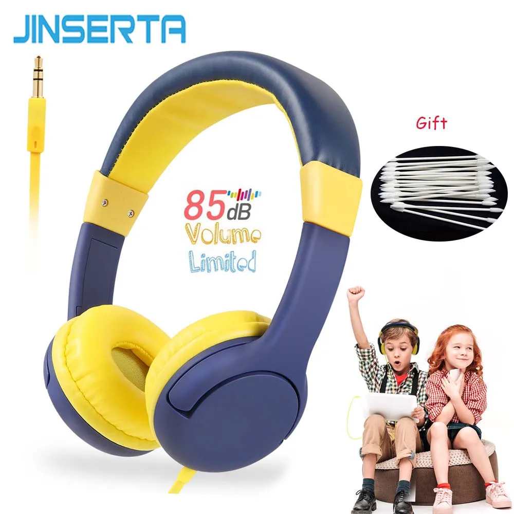 JINSERTA Portable Kids Headphones Safely Children Over Ear Headset Birthday Gifts with Adjustable Headband for Tablet Smartphone