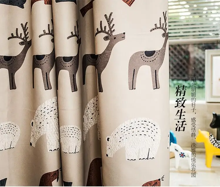 Занавески для детей в скандинавском стиле с лося и полярным медведем Сказочная
