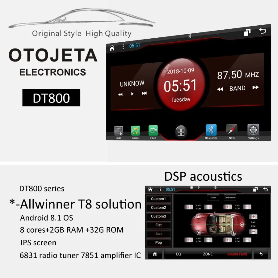 Best OTOJETA DSP stereo carplay android 8.1.2 car radio for 2016-2018 nissan KICKS Gps navi ips screen video player tape recorder 1