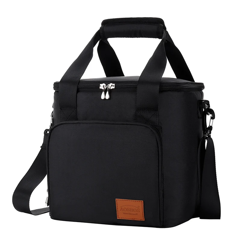 Black one bag Aosbos, Портативная сумка-холодильник на плечо, термоизолированные сумки-тоут, большие сумки для хранения еды, сумки для путешествий, для взрослых, одноцветная сумка для пикника, ланча - Цвет: Black one bag