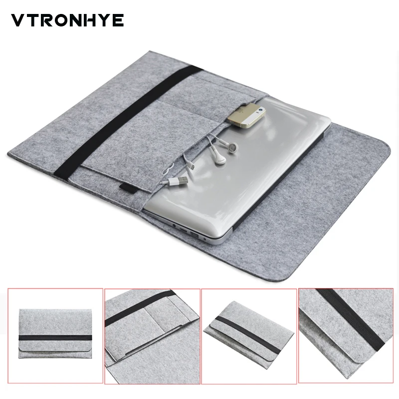 11 13 14 15.6 17.3 inch Laptop Sleeve Ultra Slim Wool Felt Laptop Sleeve Bag for Macbook Air Pro Retina Notebook Case Pouch 15.6