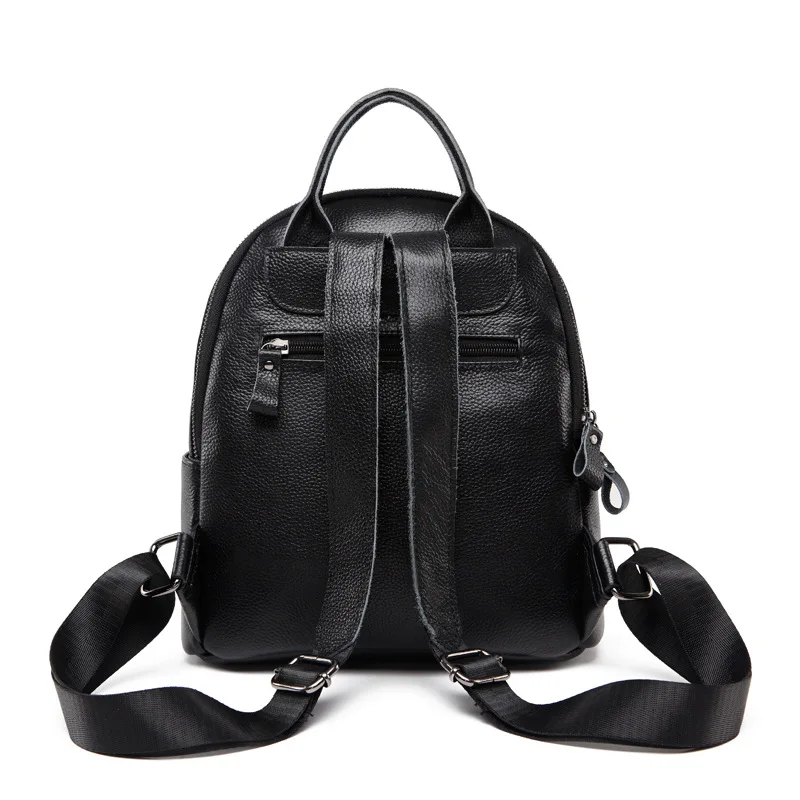 High quality women's genuine leather cow skin soft small backpack 2019 college style school Bags for Teenagers ladies travel High quality women's genuine leather cow skin soft small backpack 2019 college style school Bags for Teenagers ladies travel