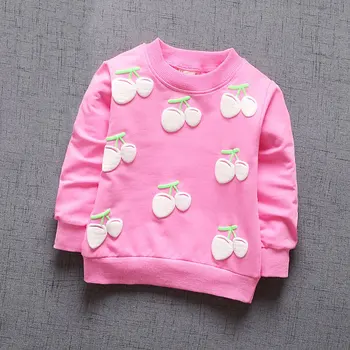 

inlovill New Baby Girls Clothing Cherry Blossoms Girls Long Sleeve T Shirt Children's Clothing Casual Sport Tops Tee Shirt