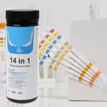 

100Strips Water Test Strips Reagent Strip For Water Quality Analyzing Testing With 14 Analysis Residual Chlorine pH Total Alkali