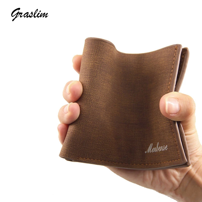 

New Men's Wallet Male Retro Matte PU Leather Wallets Men Wholesale Short Dollar Pouch Card Holders Purse Pocket Money Bag