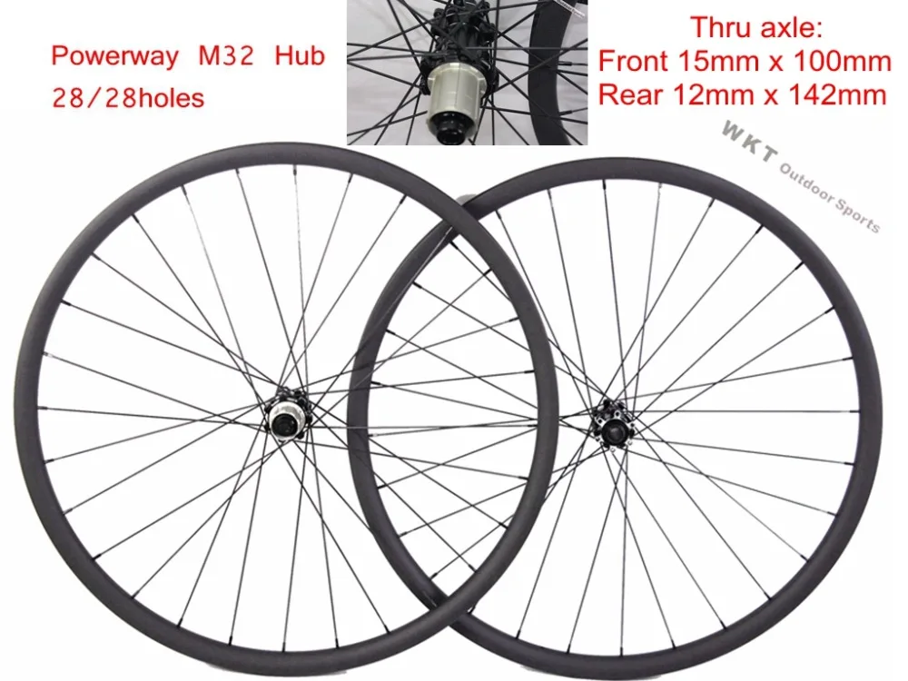 

30mm high clincher used 25mm wide full carbon wheels 29er MTB wheels, Disc Brake mountain wheelset Powerway M32 Hub
