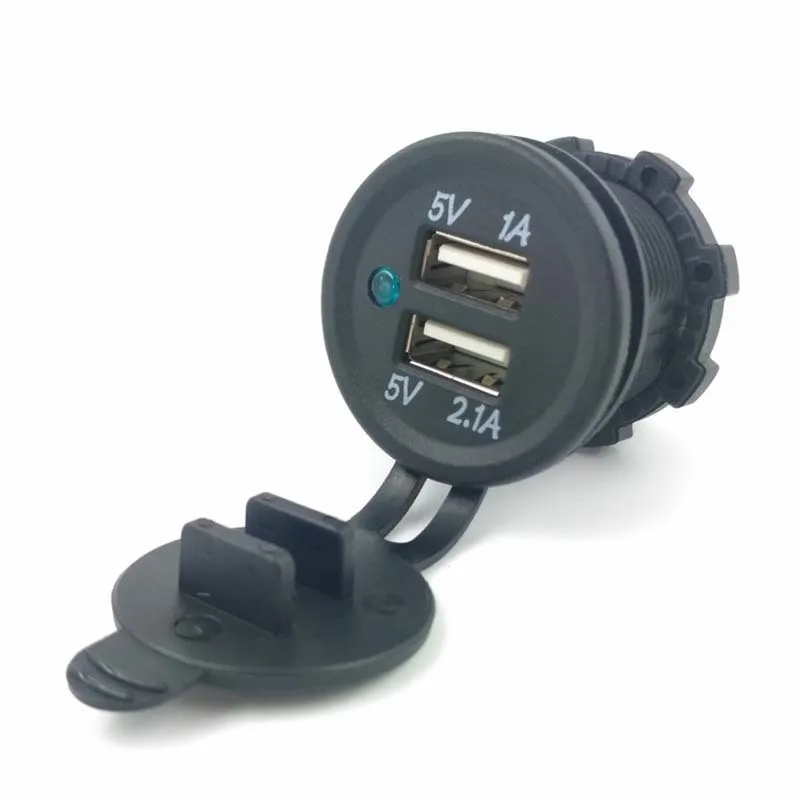 Waterproof Motorcycle Vehicle Auto Car Power Adapter Socket Dual USB