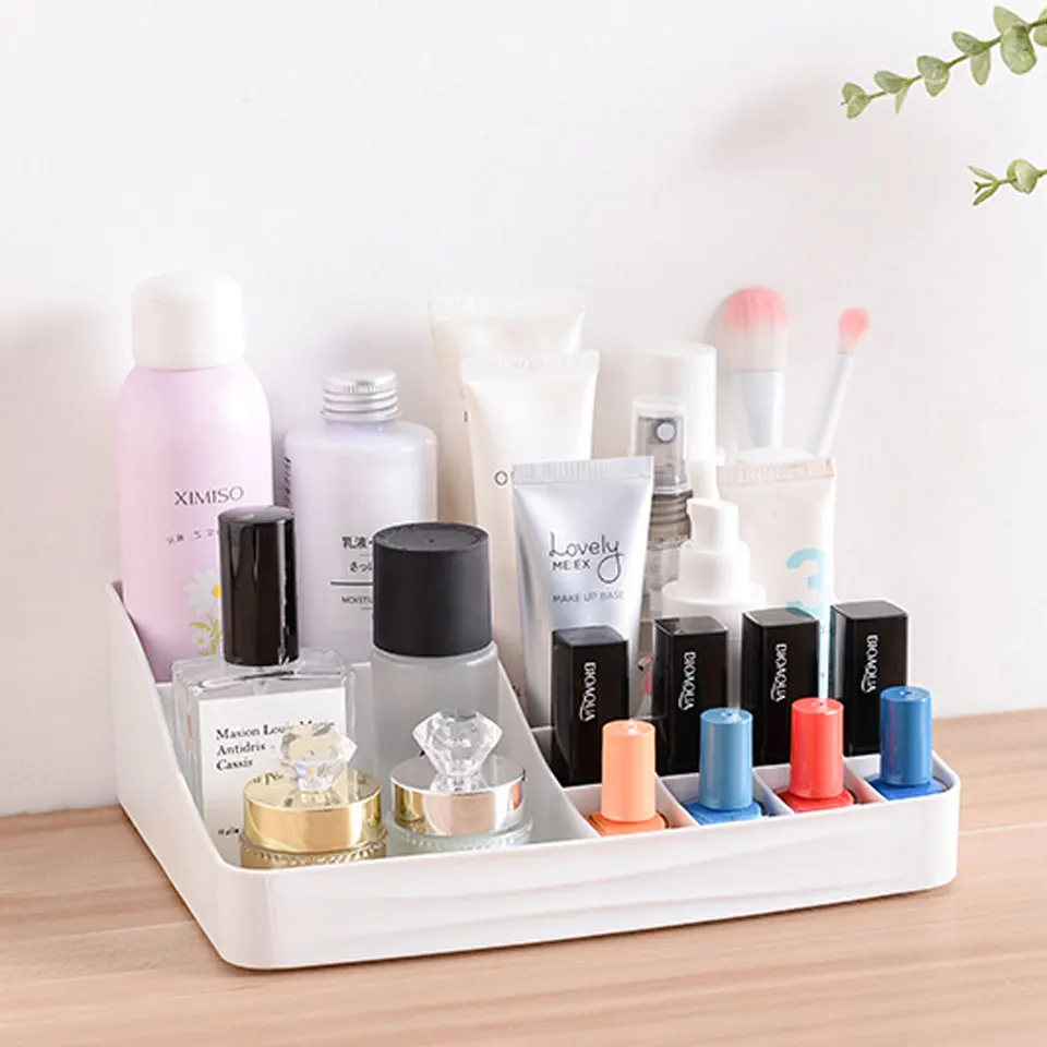

Small Large Makeup Organizer Plastic Storage Box Lipstick Brushes Holder Jewelry Box Cosmetic Case Make Up Organizers