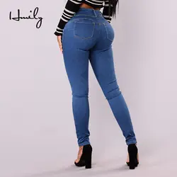 HMILY повседневные джинсовые брюки-карандаш женские эластичные облегающие джинсы-стрейч джинсы с высокой талией для дам сексуальные