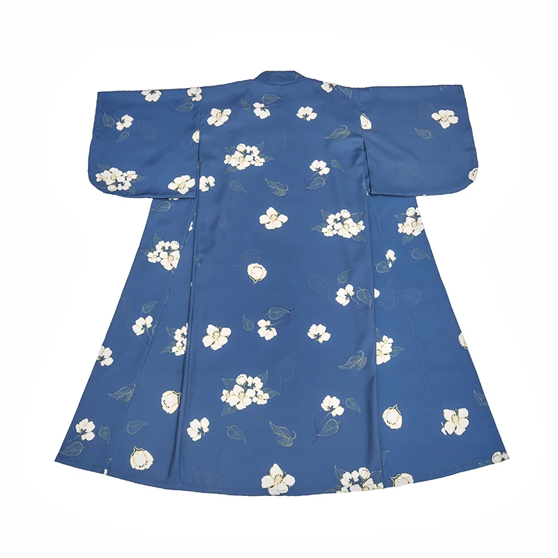 Синее Новое традиционное японское кимоно для женщин юката элегантное платье с цветочным принтом для девочек платье Косплей Костюм Винтажный Длинный Халат