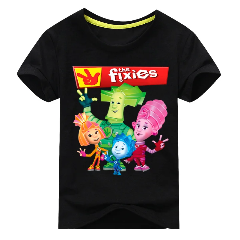 Детские футболки с объемным рисунком Фиксики, топы, костюм для мальчиков, футболка с короткими рукавами, одежда летняя одежда для девочек детская футболка, DX116