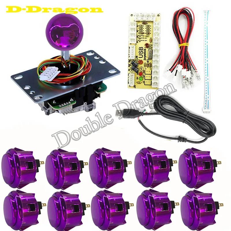 DIY Kit оригинальная Sanwa JLF-TP-8YT джойстик с нулевой задержкой 10 копия OBSJ-30 кнопочная Аркада USB кодер для ПК MAME - Цвет: purple