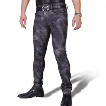 Мужские сексуальные брюки из искусственной кожи тонкий бархат Теплый Эластичный обтягивающий эластичный повседневные брюки стильные