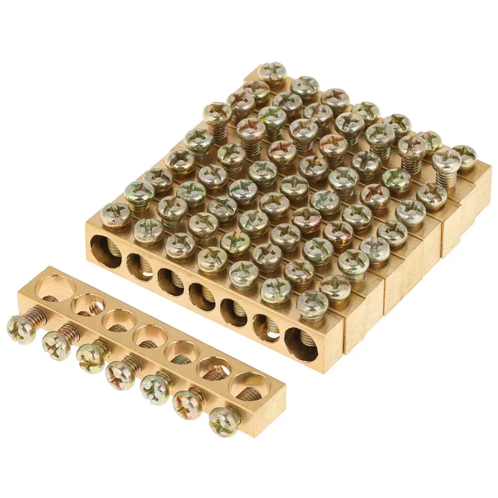 10pcs/set 7 Hole Electrical Distribution Wire Screw Terminal Brass
