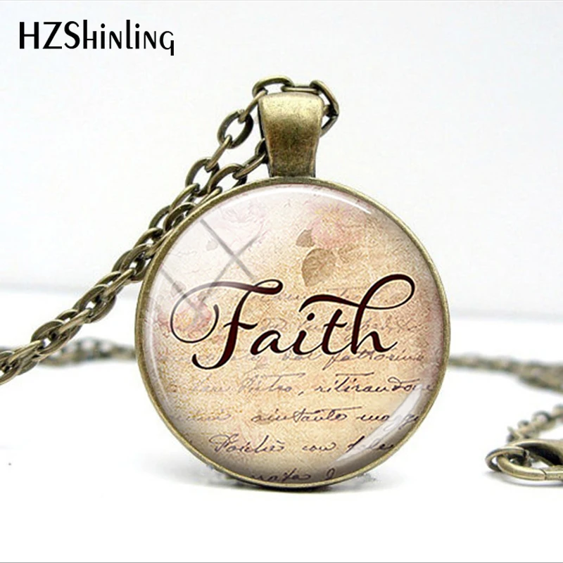 New Fashion Pendants Christian Faith Glass Cabochon Bronze Necklaces