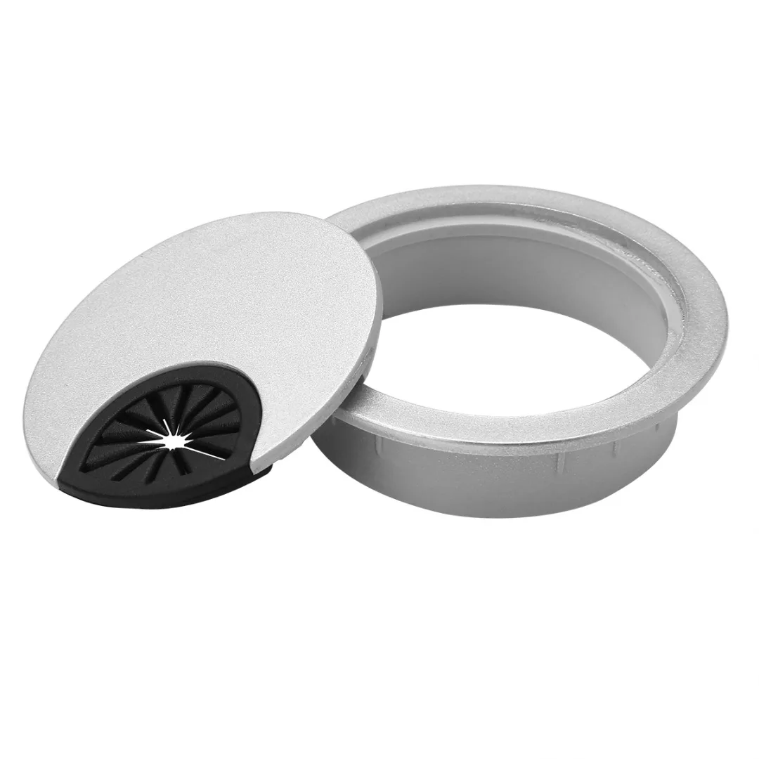 Mayitr 1pcs 80mm Silver Computer PC Table Desk Grommet Cable Outlet Hole Cover Line Holder Wiring Accessories