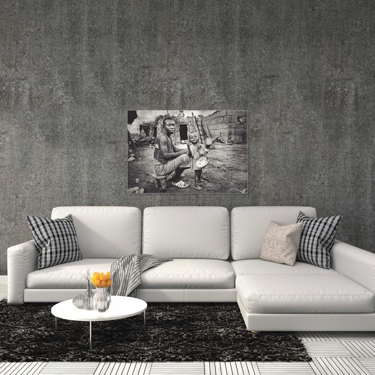 Lobi Village by Manuel Vilches - African Family Art on Metal (1)