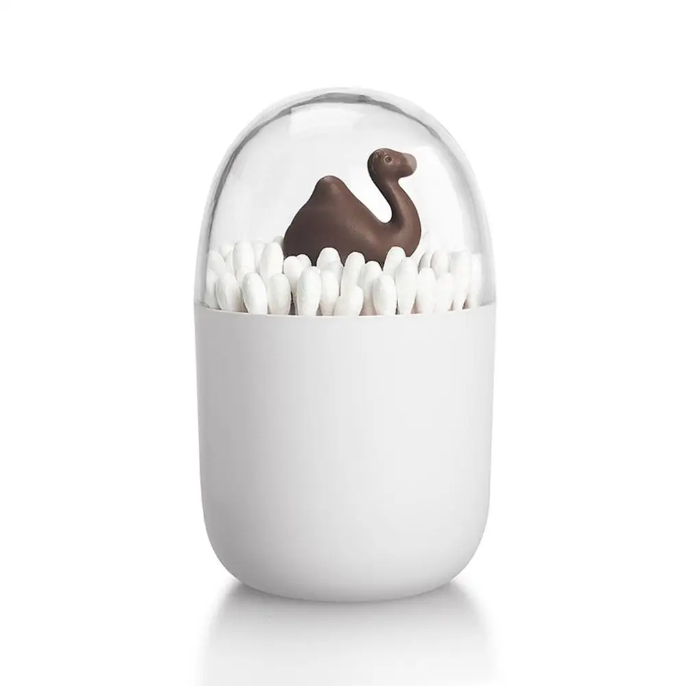 Cute Carton Dustproof Cotton Swab Holder Storage Box Table Decoration Toothpick Organizer Boxes Tampon Box Empty Container - Цвет: Animal camel