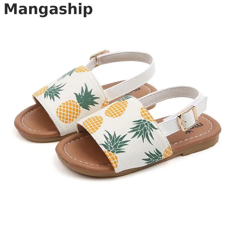 

New Kids Girls Sandals For Toddler Beach Shoes Summer Children Casual Open Toe Flat Soft Anti-slip Baby Princess Leather Sandals