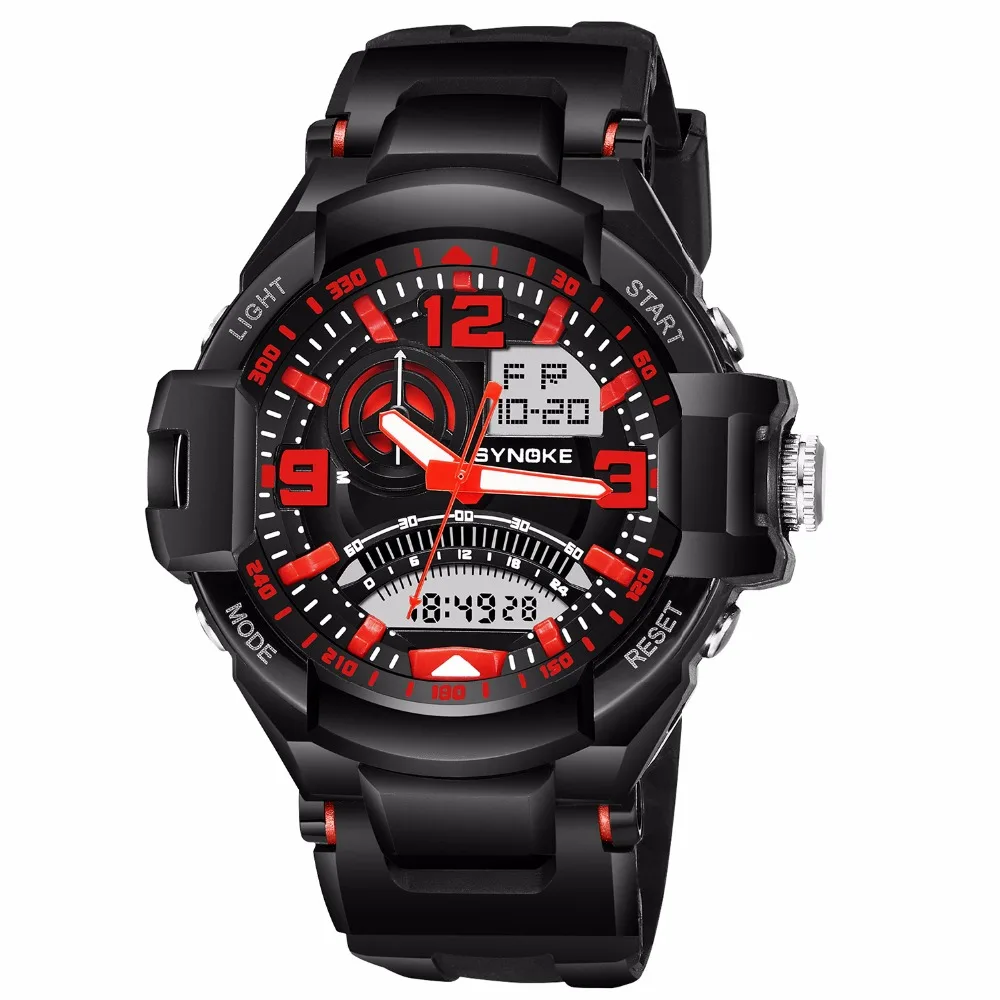 

New Watch Men Fashion Sports Double Display Watch Digital LED Male Quartz Wrist Watch Multifunction Waterproof Relogio Masculino