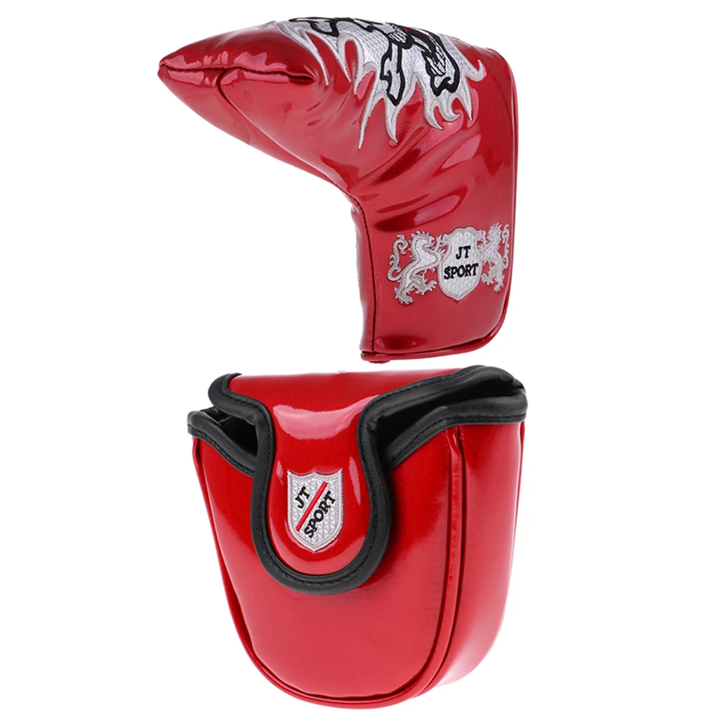 2X Semicircle Waterproof Premium PU Golf Mallet Putter Head Cover Headcover & Magnetic Closure - Cool Funny Skull Pattern