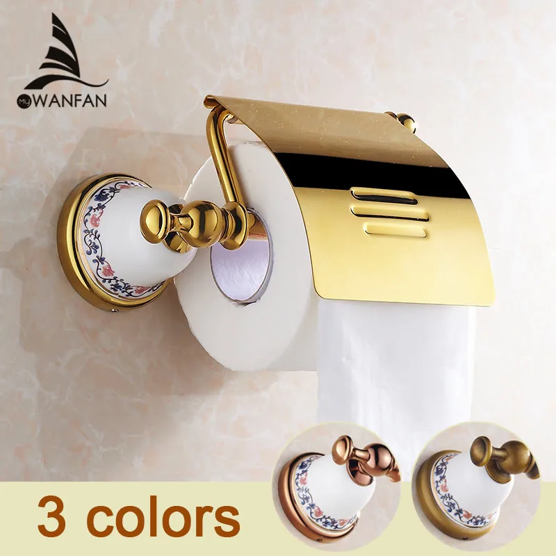 Gold Paper Holders Luxury Decorative Ceramic Solid Brass Paper Roll