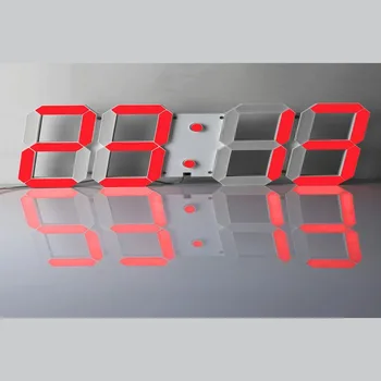 

LED Mirror Alarm Clock Digital Remote Control Wake Up Light Electronic Large Hollow Design Home Decoration EU Plug