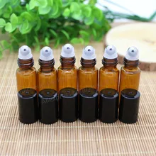 30 шт 5 мл янтарные рулонные бутылки для эфирных масел рулонные многоразовые флаконы для духов контейнеры для дезодорантов с черной крышкой