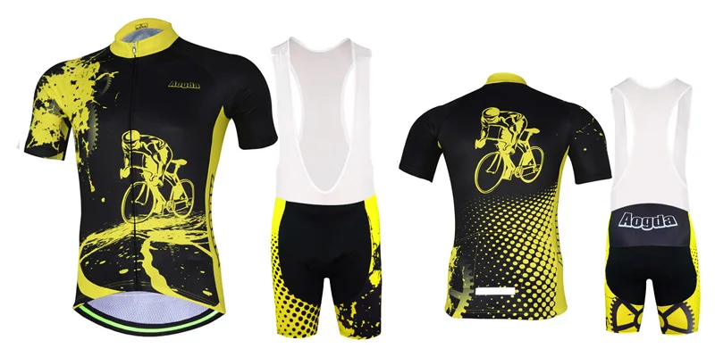 Aogda велоодежда желтого цвета Велоспорт Джерси комплект для мужчин лето велосипед одежда дышащий короткий рукав велосипедный спорт одежда