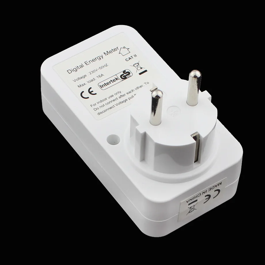 Digital Energy Meter Socket Plug-in Electric Power Meter Energy tester Monitor checker LCD Display EU Plug 230V-50Hz 16A 5