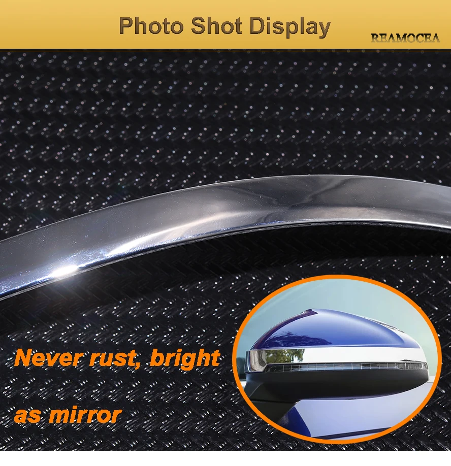 Reamocea ABS Chrome Side Door Rear view Mirror Strip Side Mirror Decoration Trim Stickers For Audi A4 B9 Sedan Saloon 2017 2018 (10)