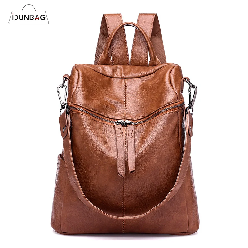 

IDUNBAG Backpack Women Shoulder School Bags for Teenage Girls Vintage Leather Anti Theft Backpack Mochila Mujer Back Pack Lady