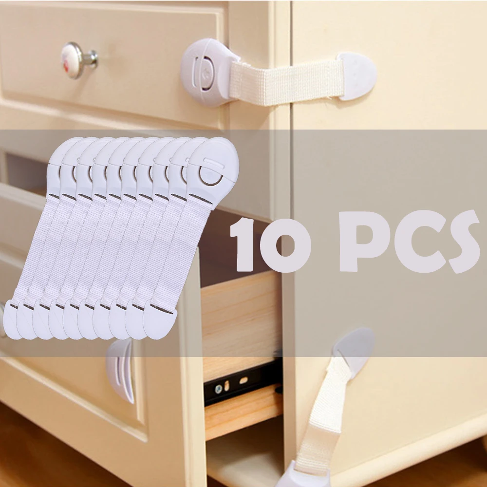 

10pcs Safety Locks for Kitchen Cabinet Doors Drawer Baby Safe Protection Lock Security Blocker Padlock Home Decoration HM0001