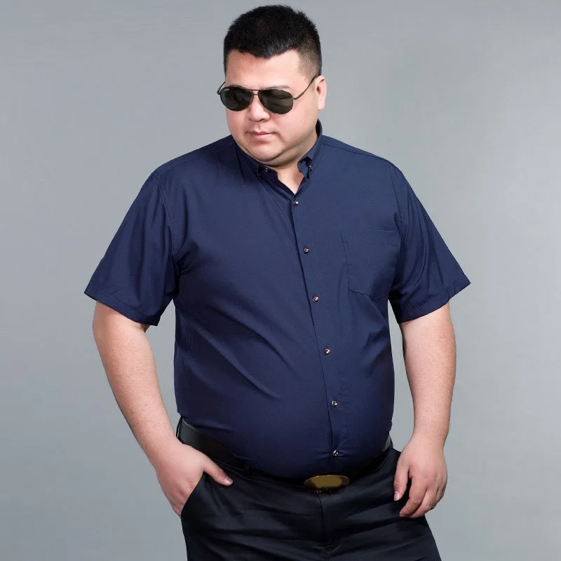Лето 14XL 10XL Мужская парадная Свадебная рубашка 62 64 66 68 70 72 короткий рукав плюс размер большой 8XL 12XL белые Формальные хлопковые черные рубашки