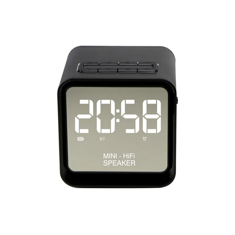 

Mini Bluetooth speaker alarm clock Portable speaker with radio card insert Udisk support Flac Ape WAV and other music formats