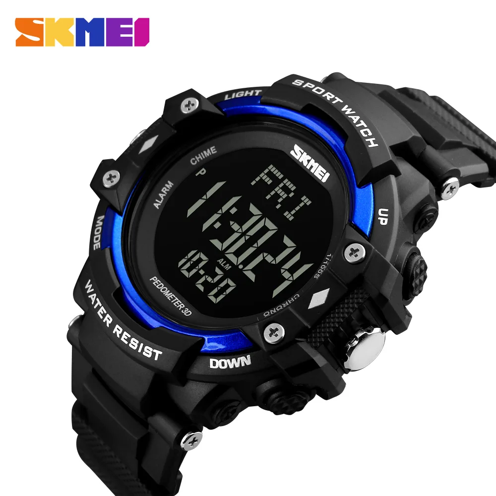 

SKMEI Men Sports Watch Pedometer Calories Heart Rate Monitor Health Watches 50M Waterproof Clock 12/24 Hour Digital Wristwatches