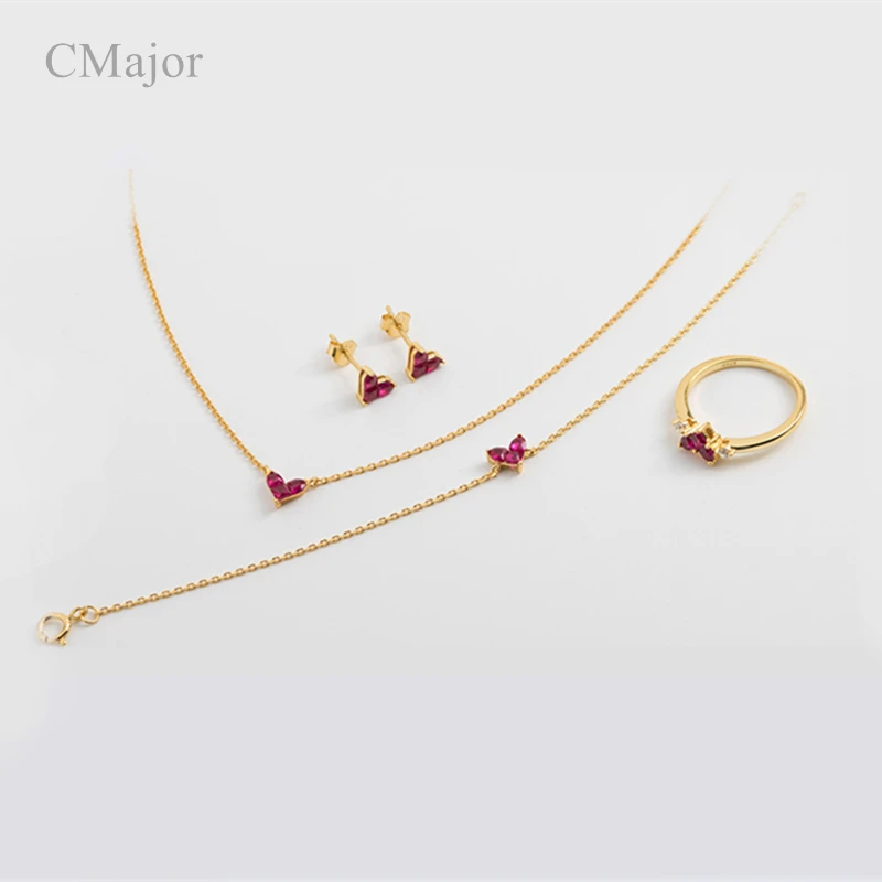 

CMajor Simple Heart Pendant Necklace Made With Zircon Elements Thin Link Chain Choker Necklaces for Women Mother's Day Gift