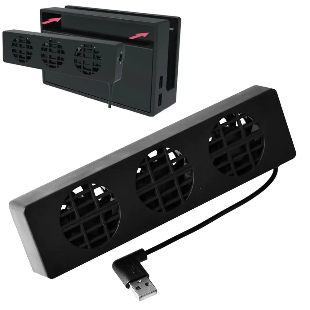 

Dobe Black Dock Set Cooling Fan / Stand / Cooler with 3 Fans for Nintend Switch for NS
