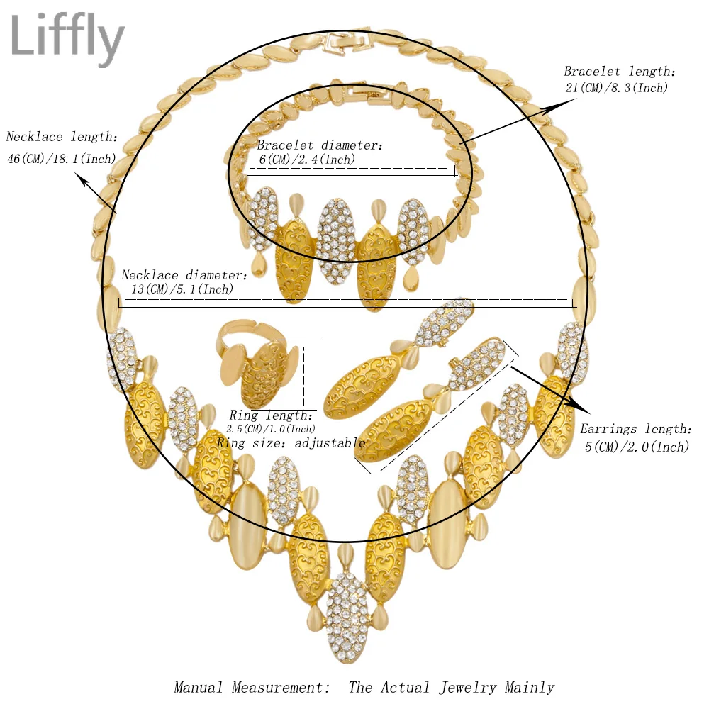 Liffly, Новое поступление, Дубай, золотые ювелирные наборы, высокое качество, стразы, ожерелье, свадебный подарок, Женские Ювелирные изделия