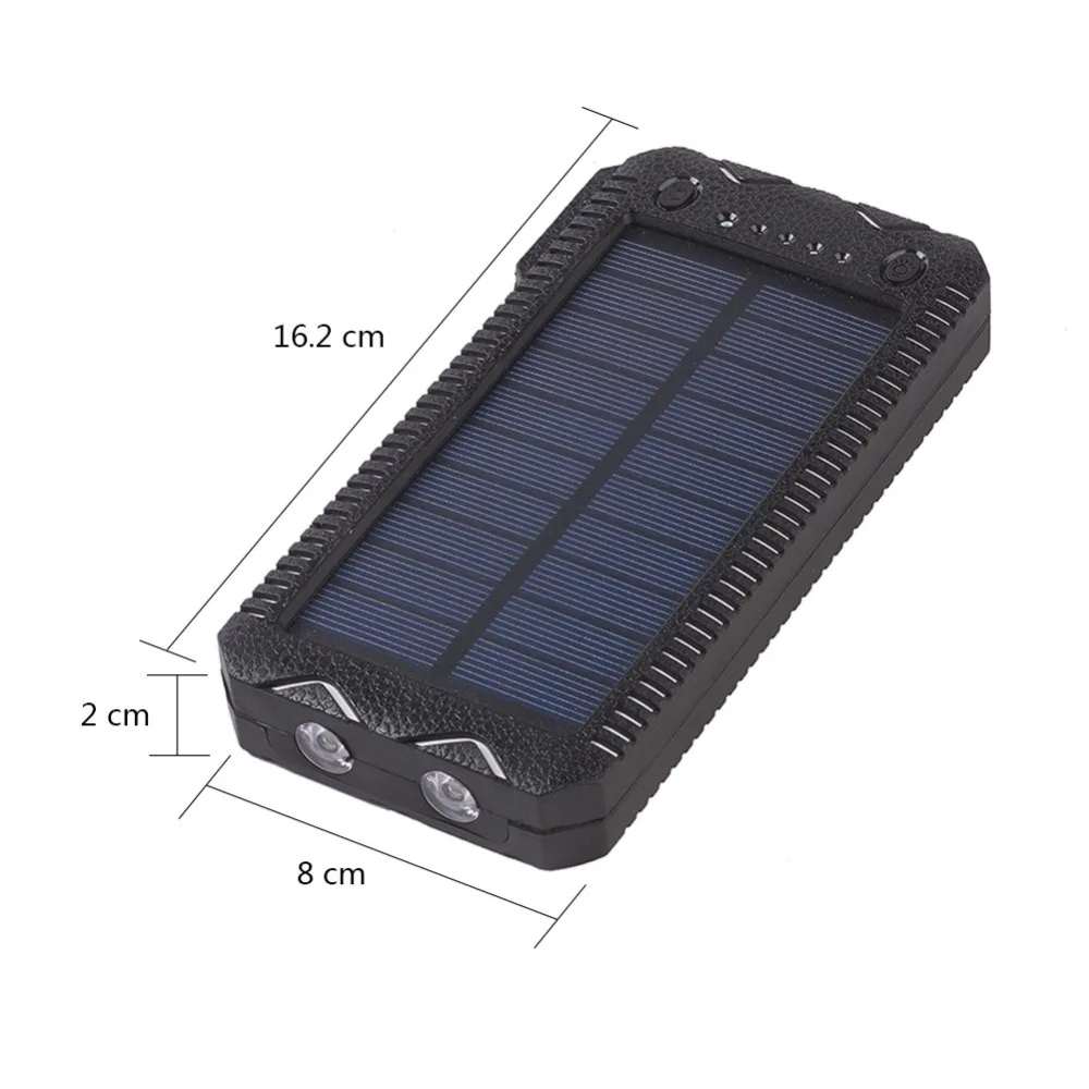 Portable Dual USB & MICRO Input Port Solar Battery Charger External Battery Pack Phone Charger Power Bank for Smartphones