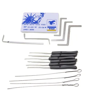 

3 in 1 Lock Tool Set for Beginner Training,Card Tool,10pcs Broken Key Remove Tool ,Tension Wrench Tool for LockPick