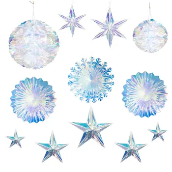 

Honeycomb Multifunctional Paper Flower Ball Gradient Artificial Iridescent Plastic Rainbow Film Laser Home Colorful Decorations